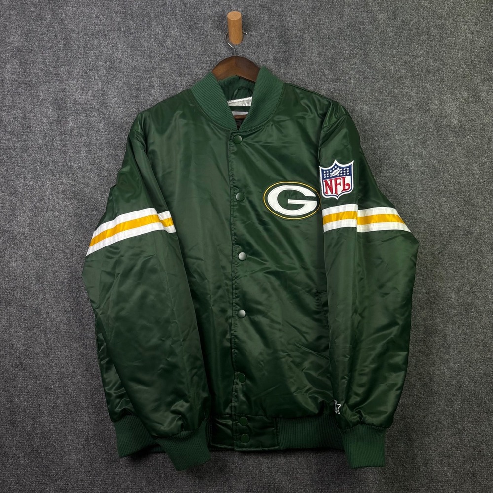 Starter Green Bay Packers Jacket Mens XL Green Satin Homage Exclusive Varsity
